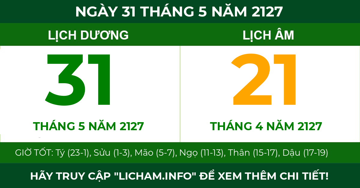 lịch âm ngày 31 tháng 5 năm 2127