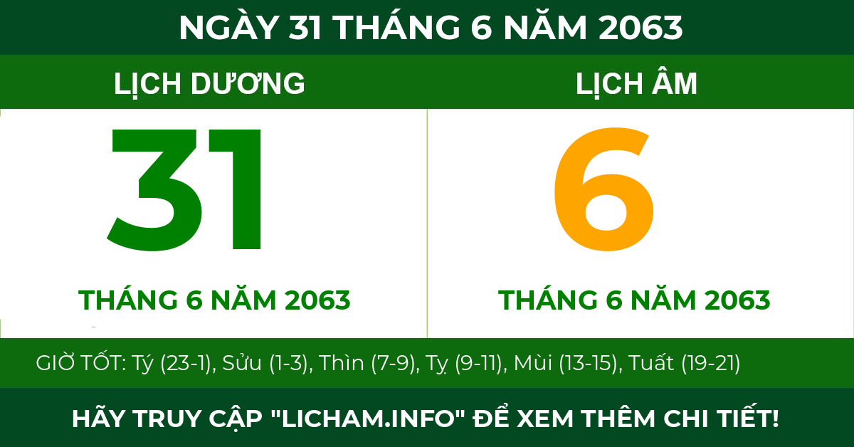 lịch âm ngày 31 tháng 6 năm 2063