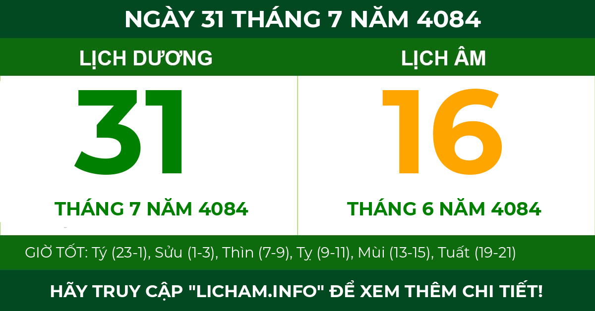 lịch âm ngày 31 tháng 7 năm 4084