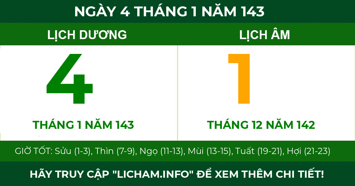 lịch âm ngày 4 tháng 1 năm 143