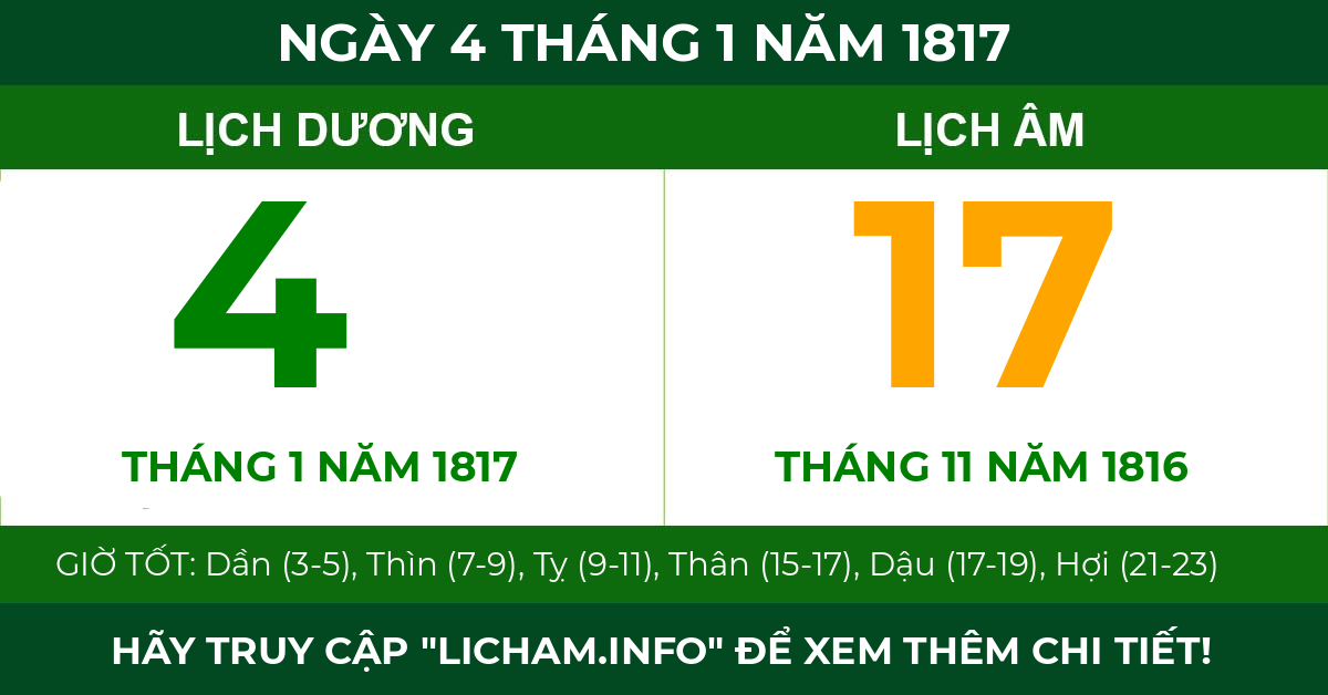 lịch âm ngày 4 tháng 1 năm 1817