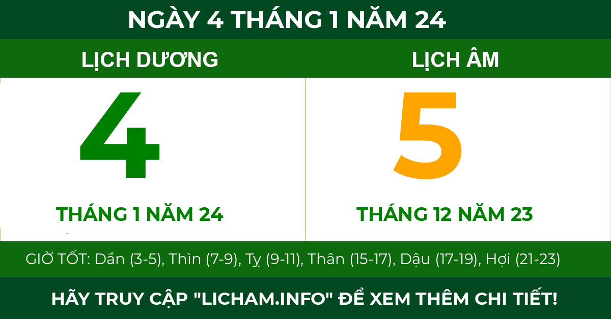 lịch âm ngày 4 tháng 1 năm 24