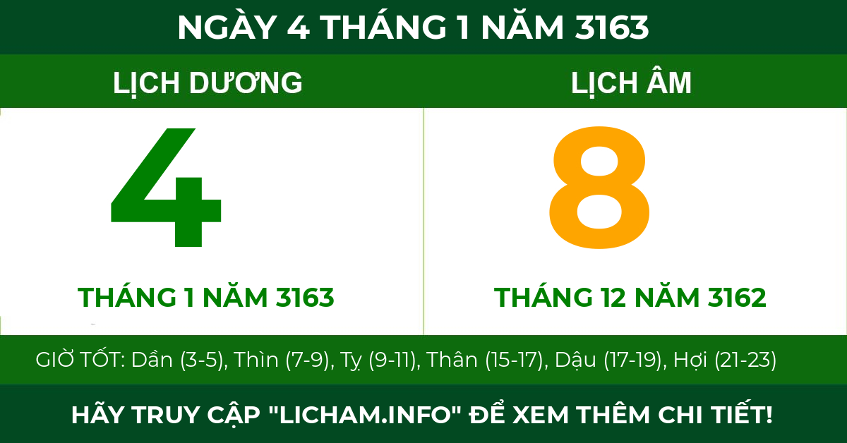 lịch âm ngày 4 tháng 1 năm 3163