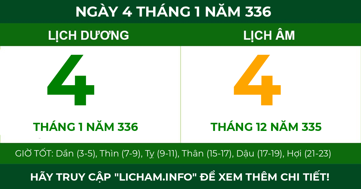 lịch âm ngày 4 tháng 1 năm 336
