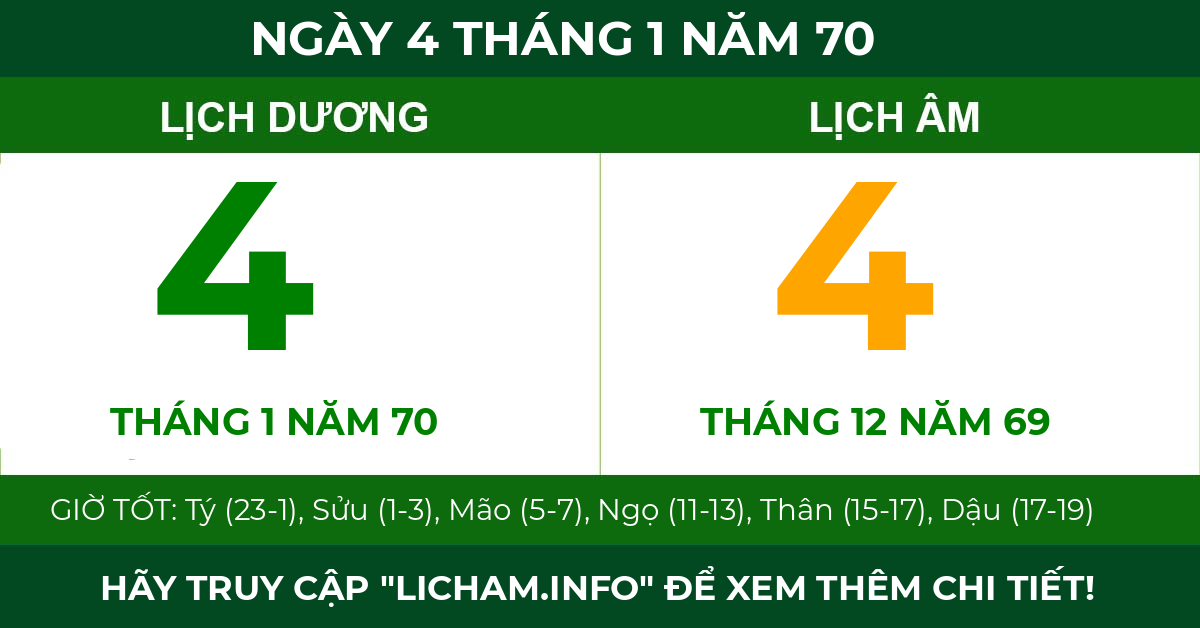 lịch âm ngày 4 tháng 1 năm 70