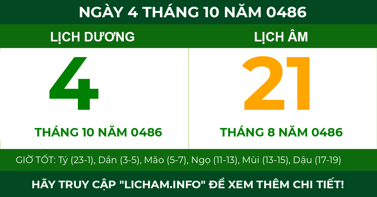 lịch âm ngày 4 tháng 10 năm 0486