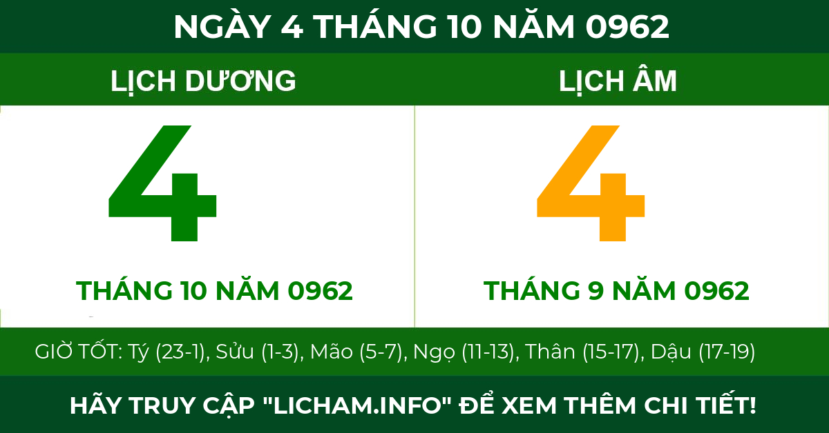lịch âm ngày 4 tháng 10 năm 0962