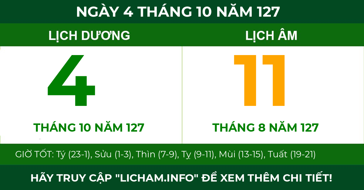lịch âm ngày 4 tháng 10 năm 127