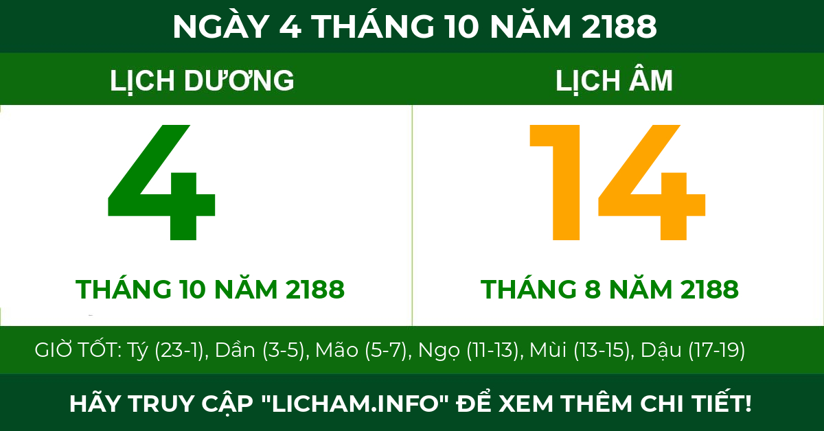 lịch âm ngày 4 tháng 10 năm 2188