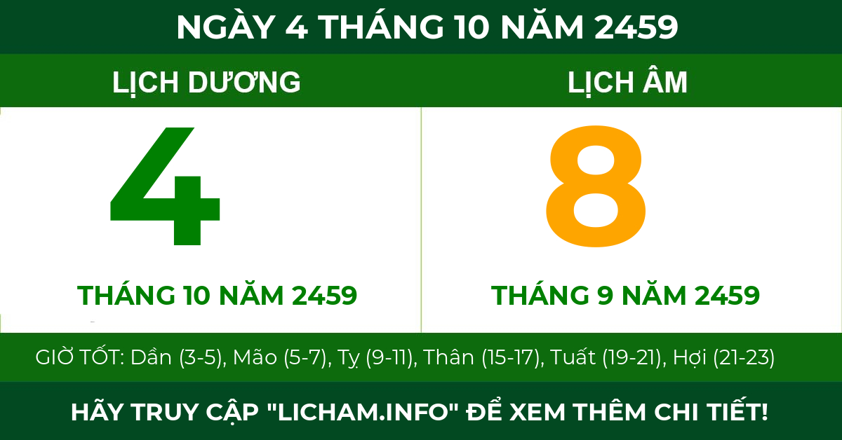 lịch âm ngày 4 tháng 10 năm 2459