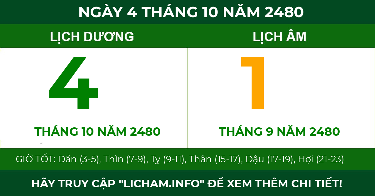 lịch âm ngày 4 tháng 10 năm 2480