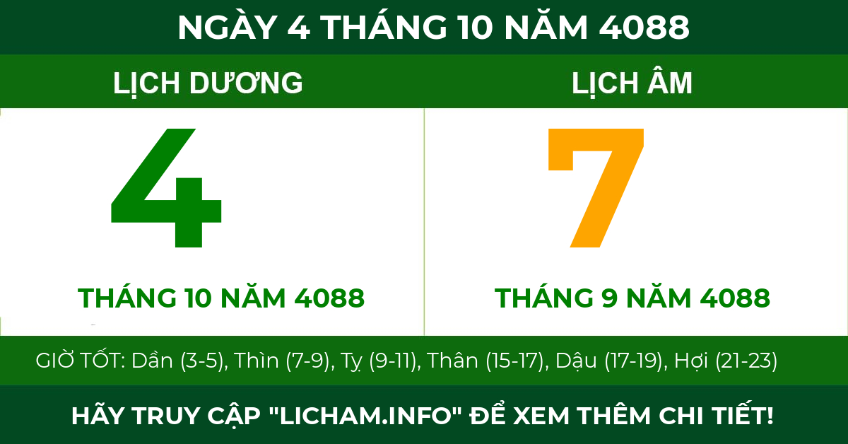 lịch âm ngày 4 tháng 10 năm 4088
