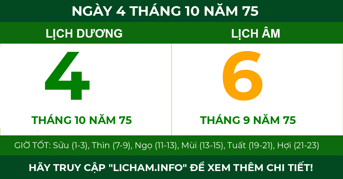 lịch âm ngày 4 tháng 10 năm 75