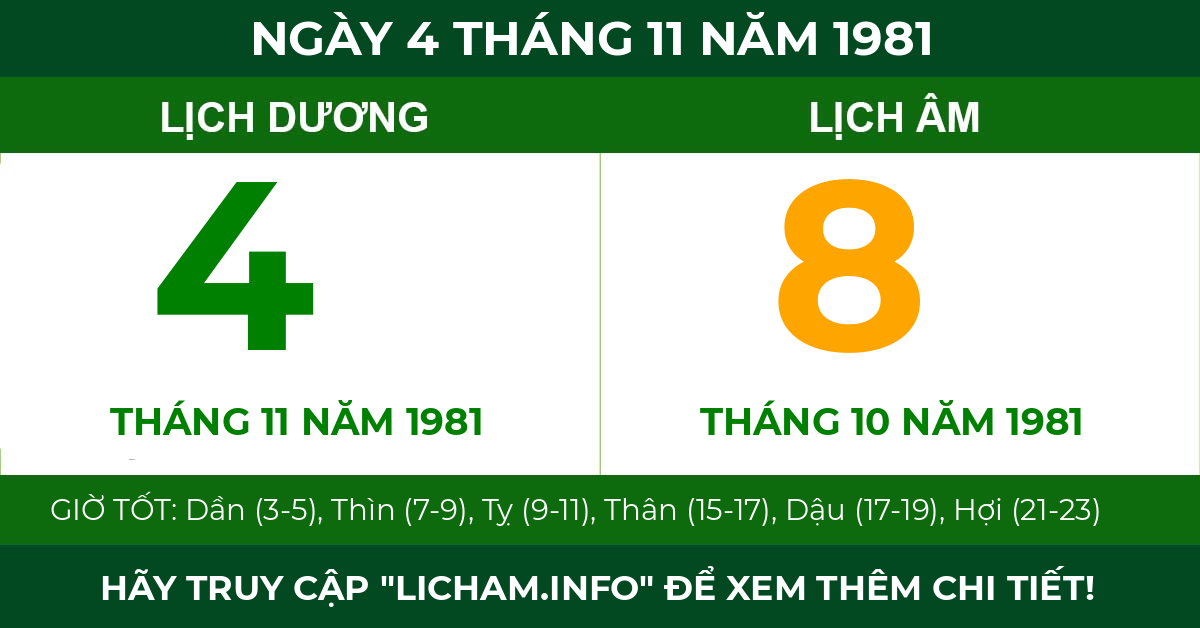 lịch âm ngày 4 tháng 11 năm 1981