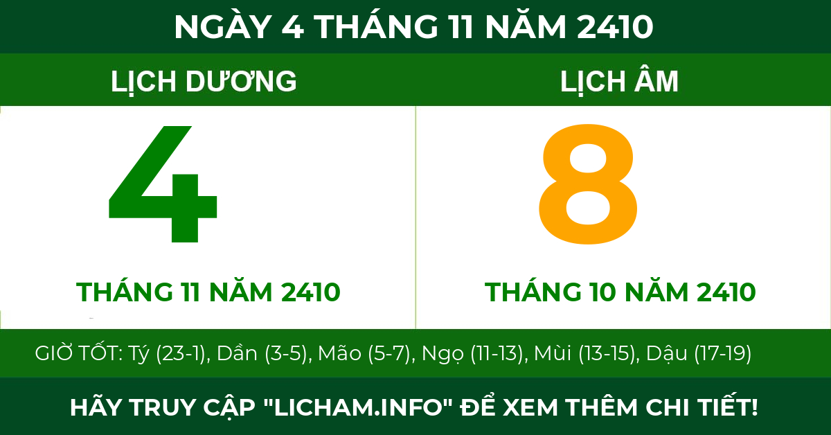 lịch âm ngày 4 tháng 11 năm 2410
