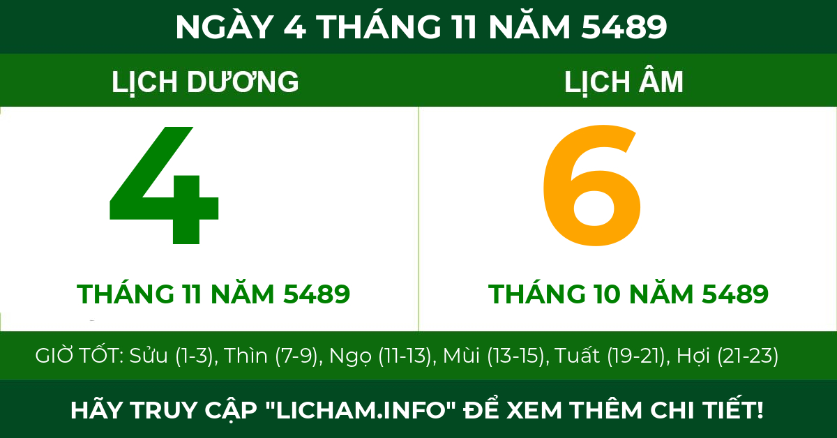 lịch âm ngày 4 tháng 11 năm 5489
