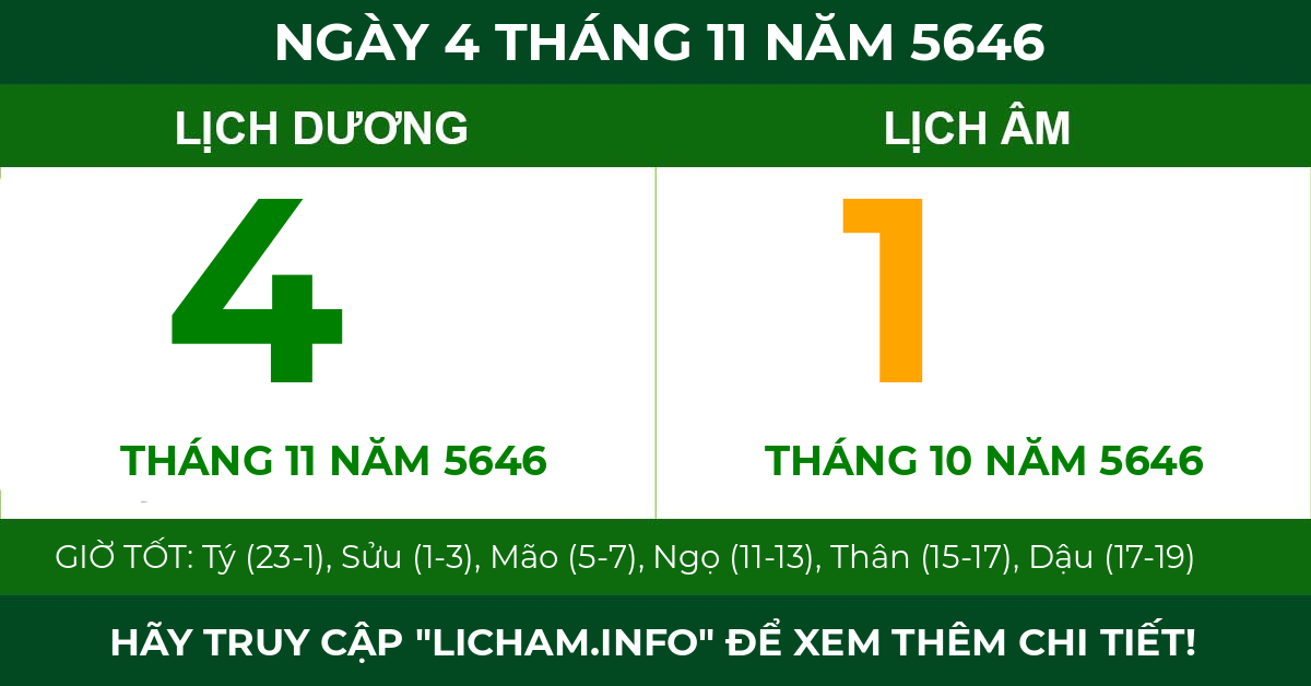 lịch âm ngày 4 tháng 11 năm 5646