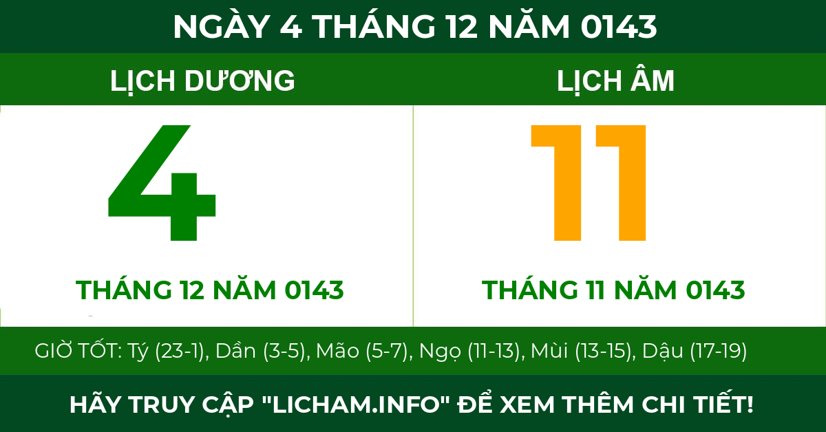 lịch âm ngày 4 tháng 12 năm 0143
