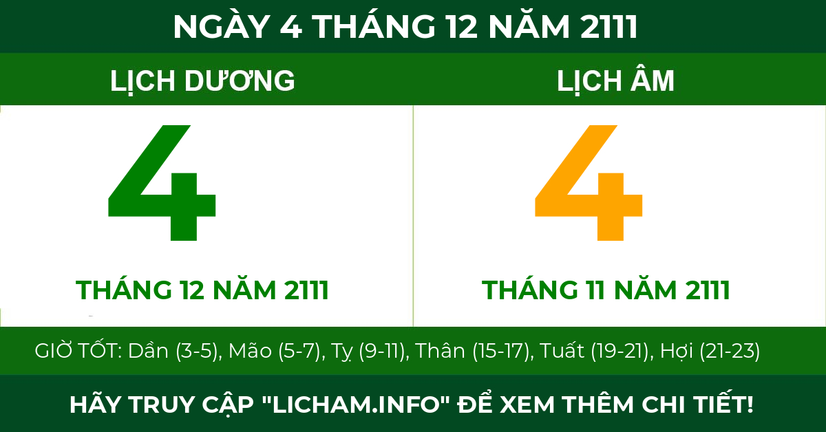 lịch âm ngày 4 tháng 12 năm 2111