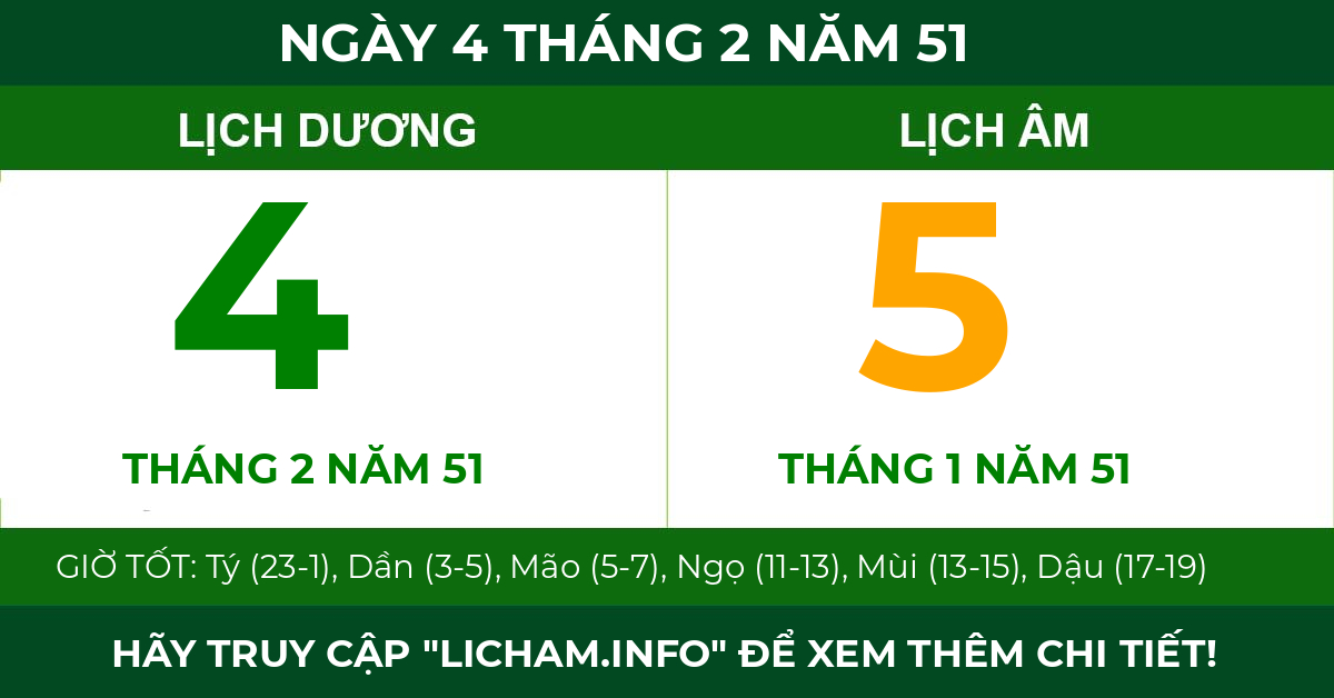 lịch âm ngày 4 tháng 2 năm 51