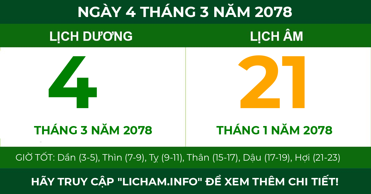 lịch âm ngày 4 tháng 3 năm 2078