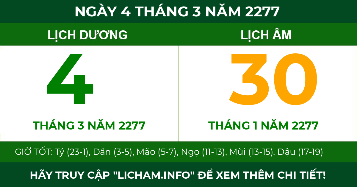 lịch âm ngày 4 tháng 3 năm 2277