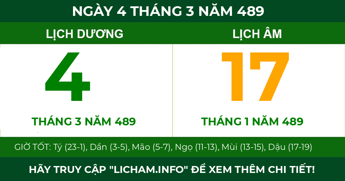 lịch âm ngày 4 tháng 3 năm 489