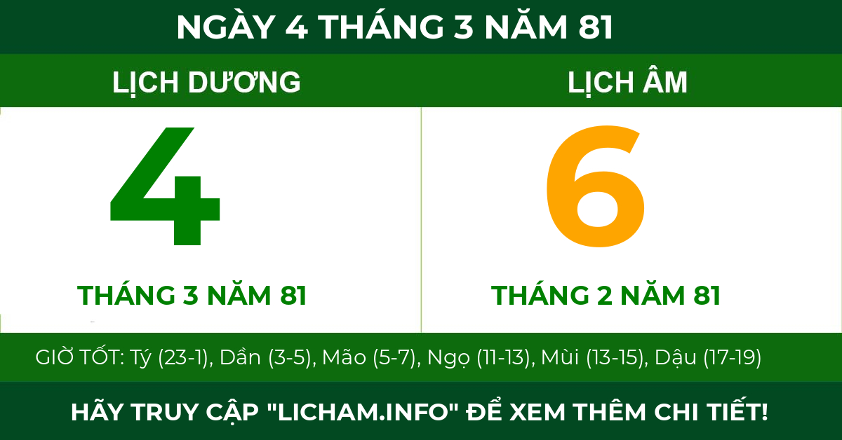 lịch âm ngày 4 tháng 3 năm 81