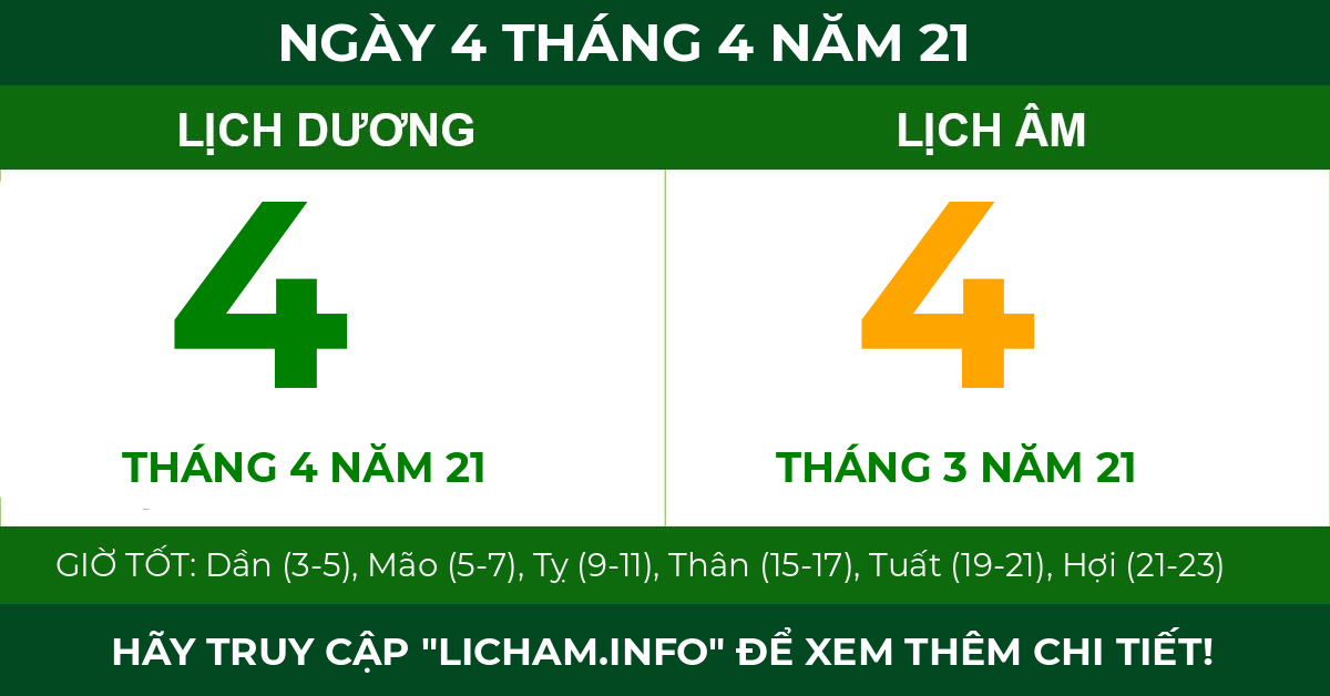lịch âm ngày 4 tháng 4 năm 21