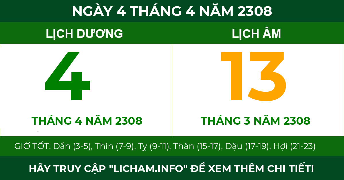 lịch âm ngày 4 tháng 4 năm 2308