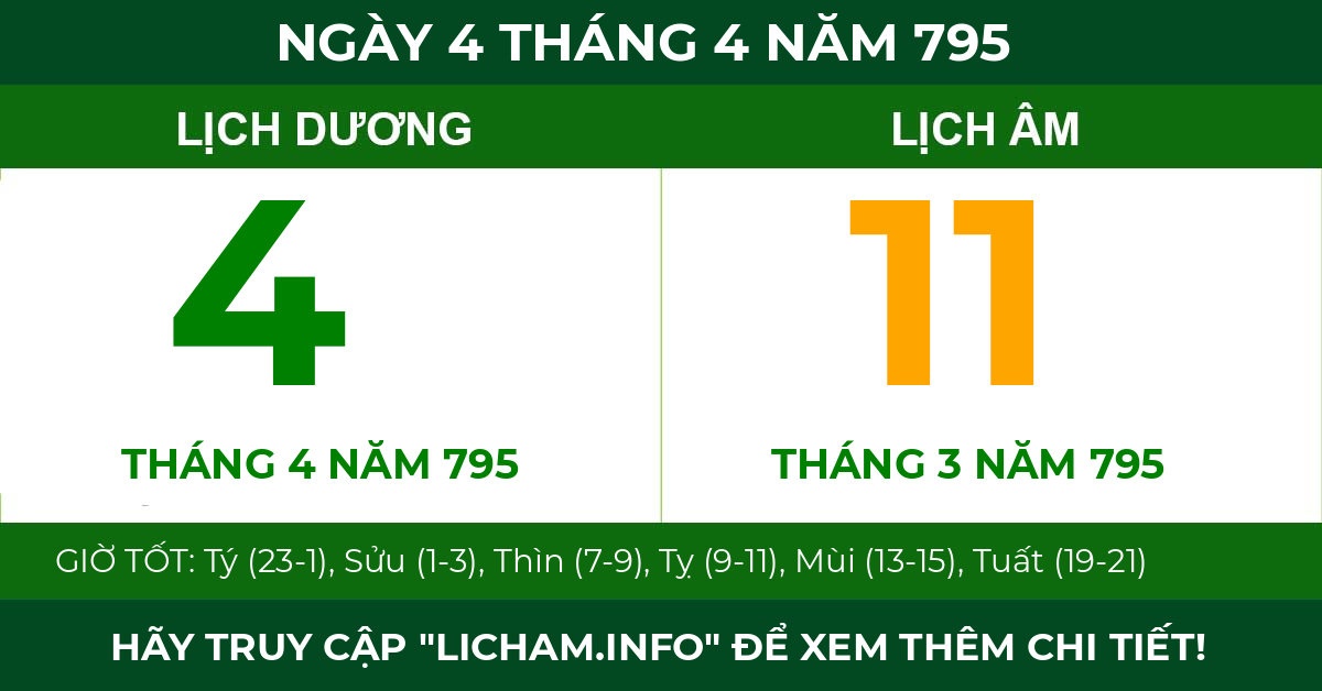 lịch âm ngày 4 tháng 4 năm 795