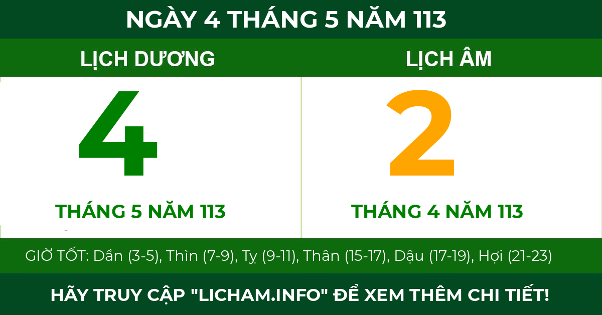 lịch âm ngày 4 tháng 5 năm 113