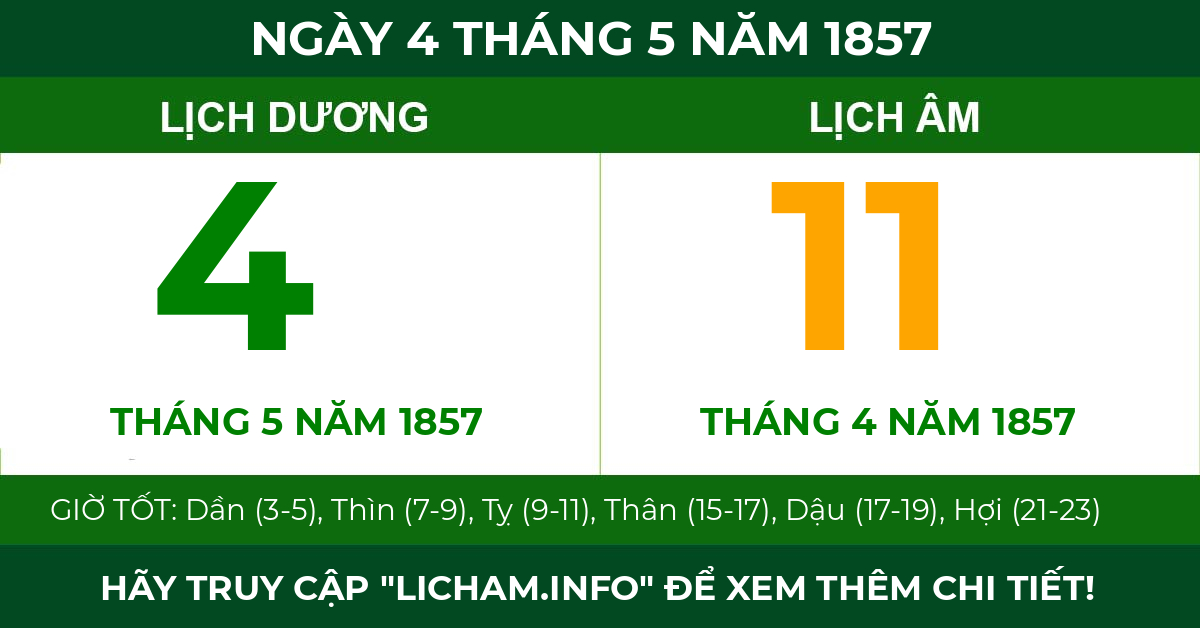 lịch âm ngày 4 tháng 5 năm 1857
