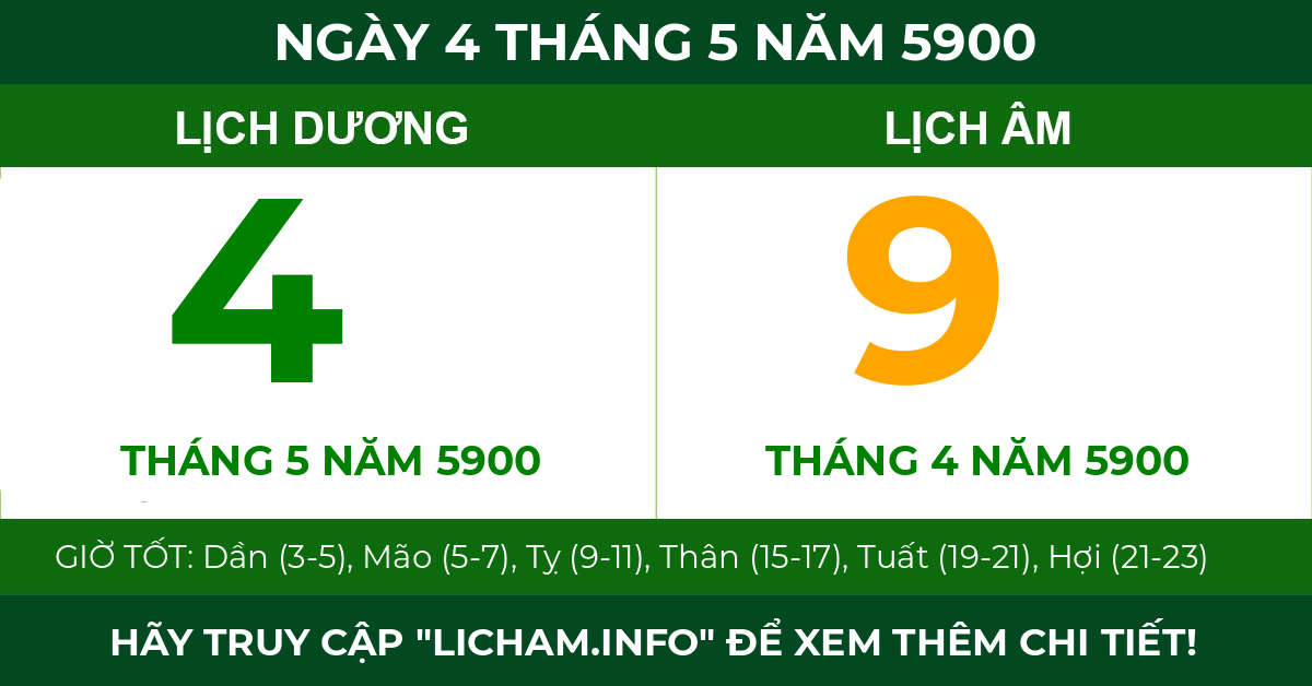 lịch âm ngày 4 tháng 5 năm 5900