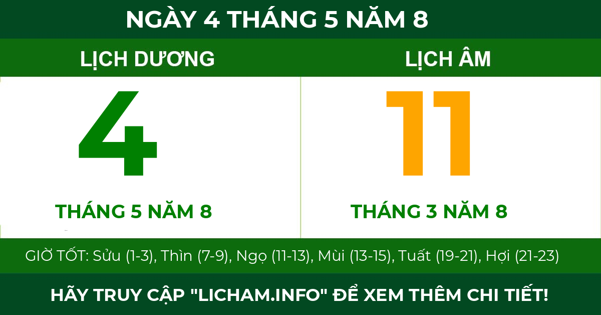 lịch âm ngày 4 tháng 5 năm 8