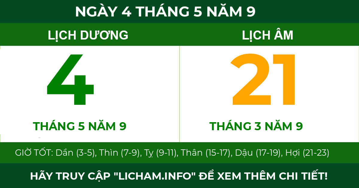lịch âm ngày 4 tháng 5 năm 9
