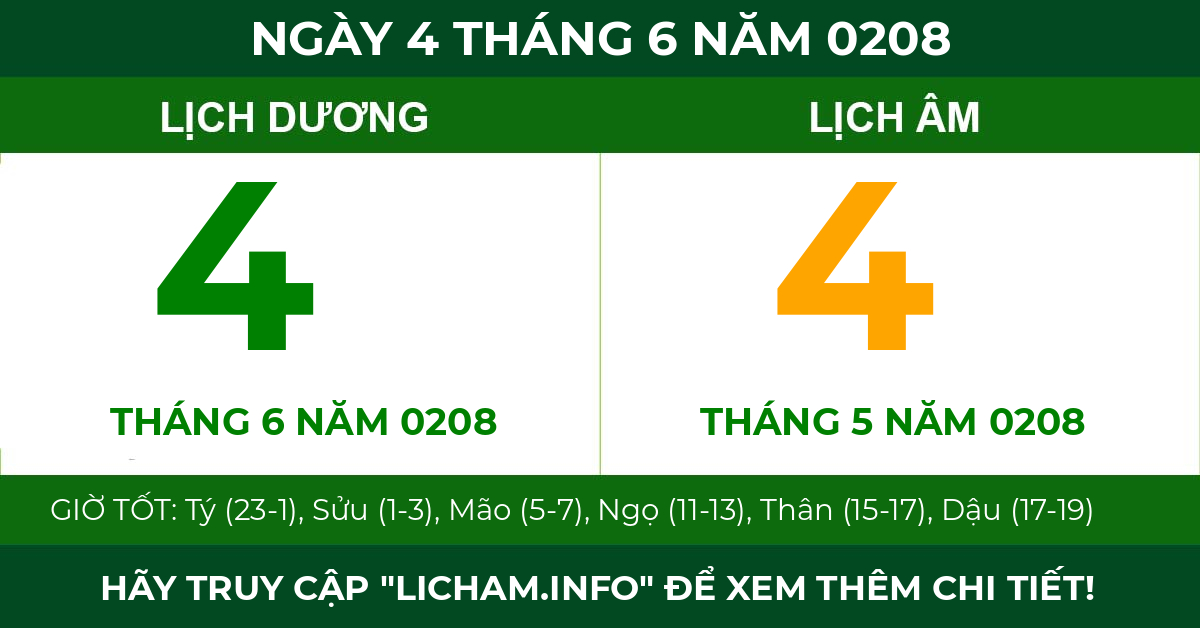 lịch âm ngày 4 tháng 6 năm 0208