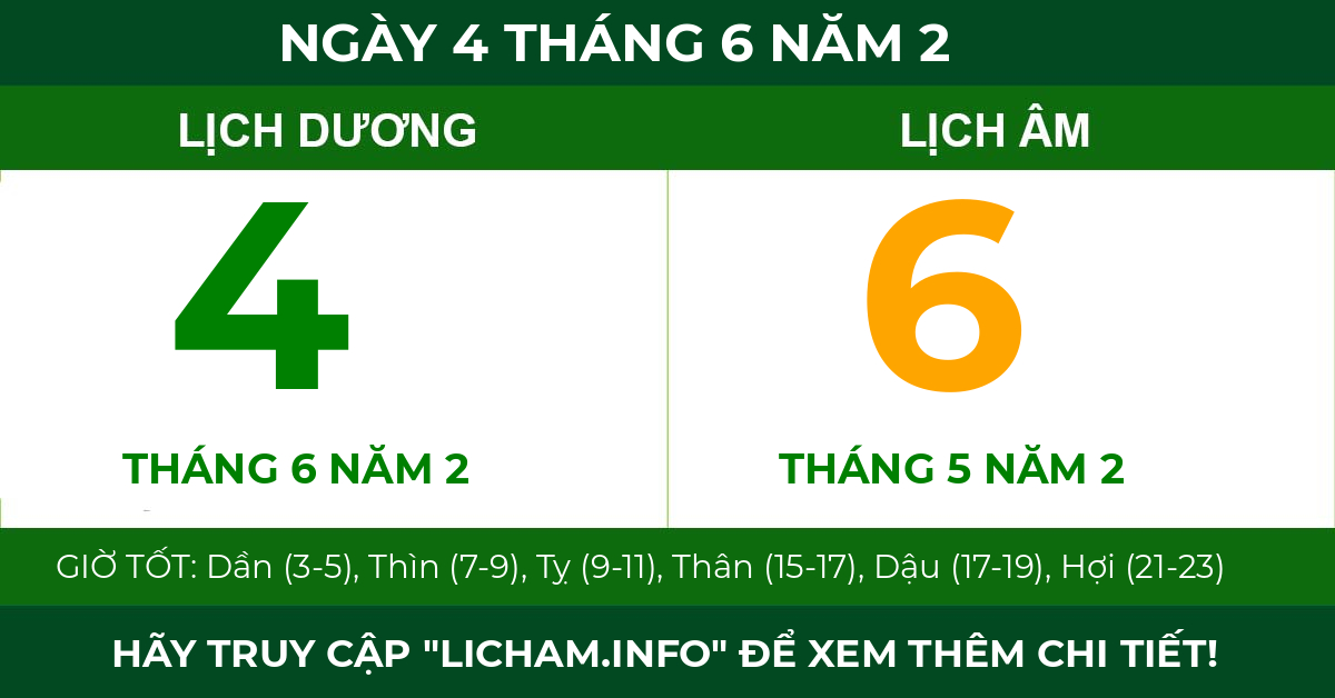lịch âm ngày 4 tháng 6 năm 2