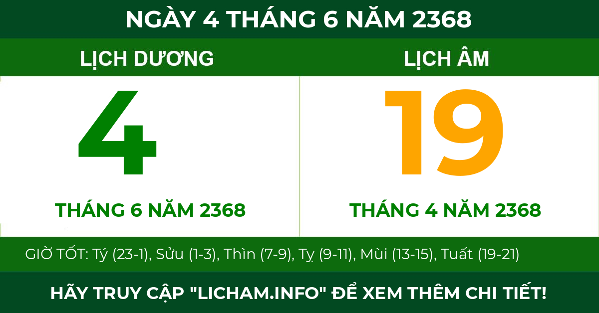 lịch âm ngày 4 tháng 6 năm 2368