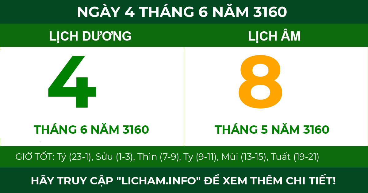 lịch âm ngày 4 tháng 6 năm 3160