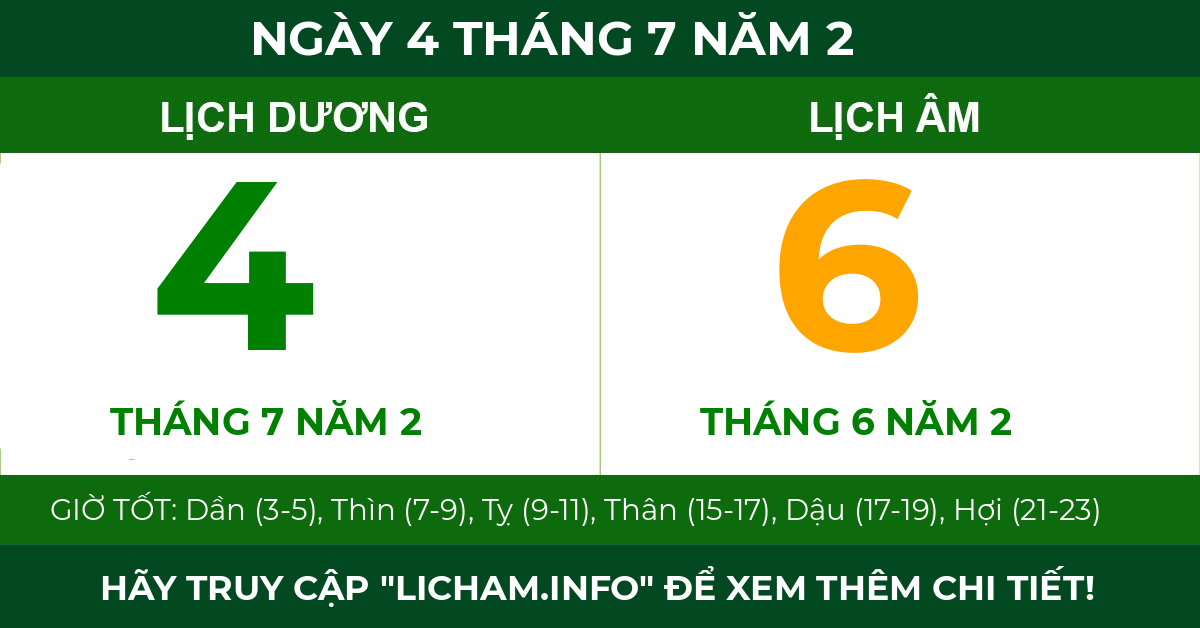 lịch âm ngày 4 tháng 7 năm 2