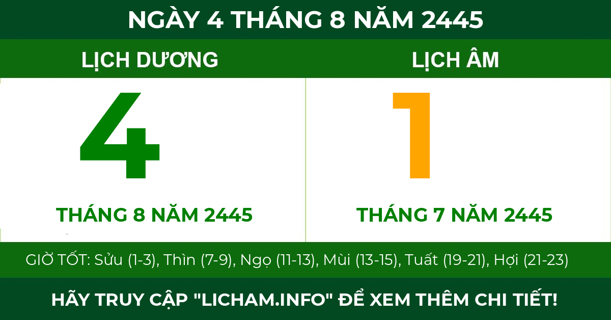 lịch âm ngày 4 tháng 8 năm 2445