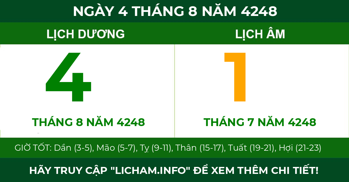 lịch âm ngày 4 tháng 8 năm 4248