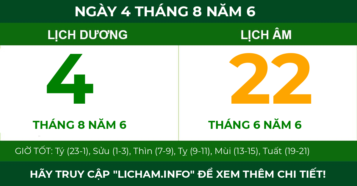 lịch âm ngày 4 tháng 8 năm 6