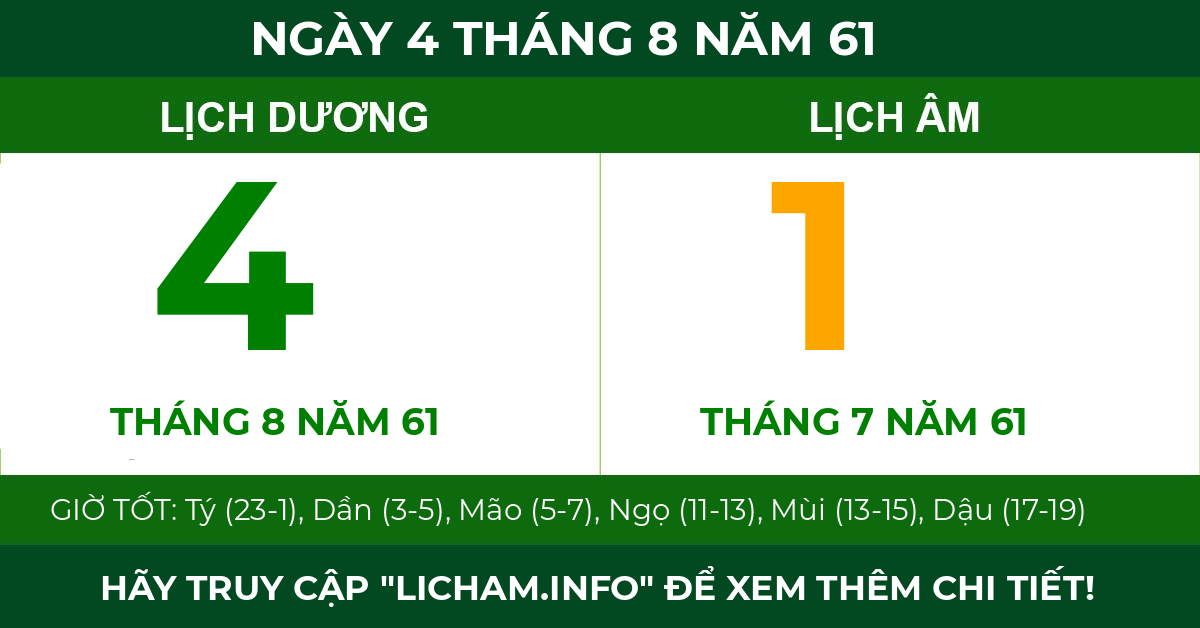 lịch âm ngày 4 tháng 8 năm 61