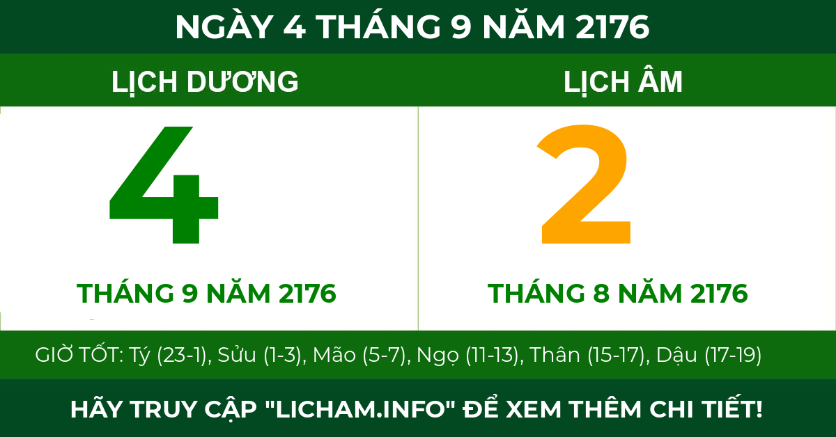 lịch âm ngày 4 tháng 9 năm 2176