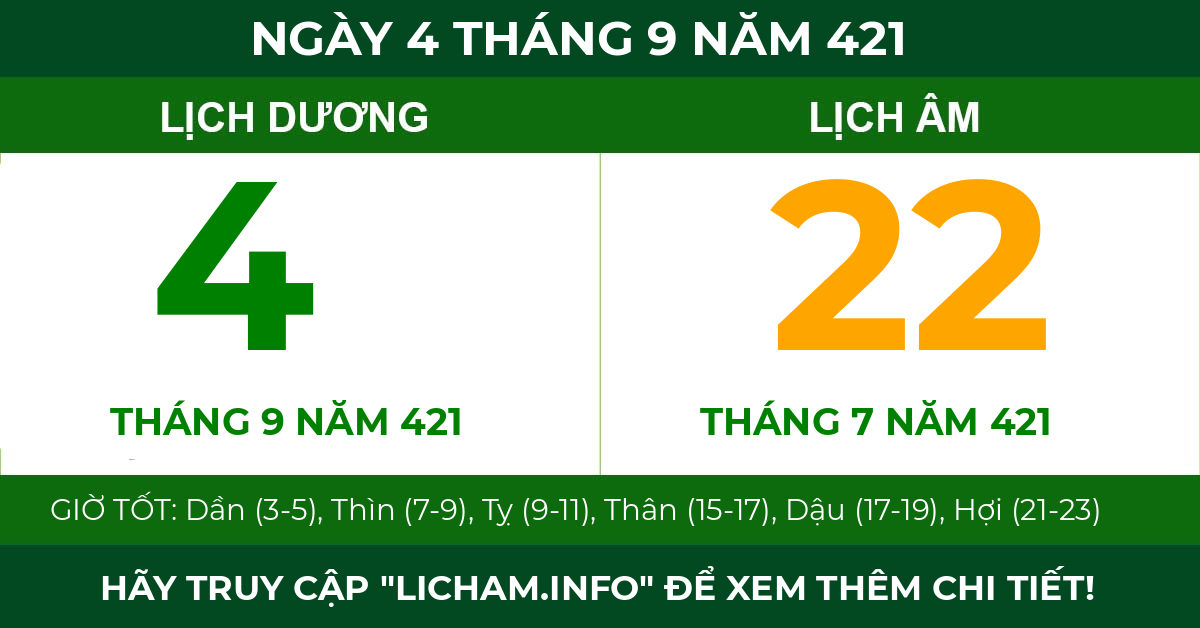 lịch âm ngày 4 tháng 9 năm 421