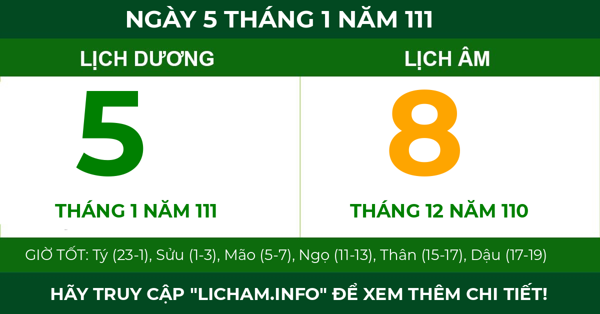 lịch âm ngày 5 tháng 1 năm 111