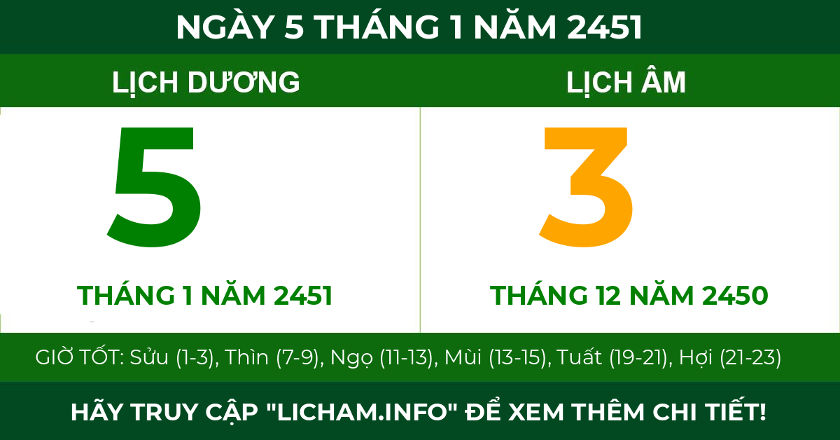 lịch âm ngày 5 tháng 1 năm 2451