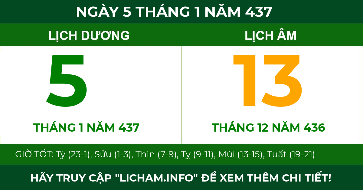 lịch âm ngày 5 tháng 1 năm 437